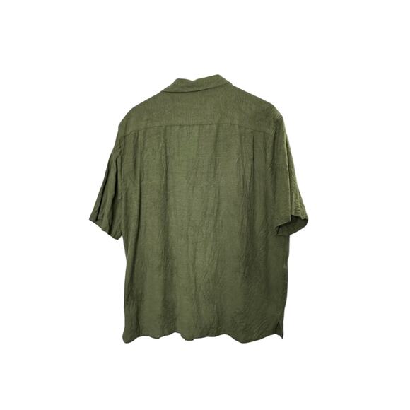 Havana Jack's Cafe Green Short Sleeve 100% Silk Short Sleeve Button-Up Shirt XL - Picture 6 of 6